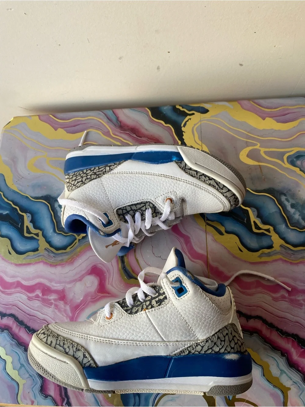 Air Jordan 3 Retro Wizards True Blue Preschool Sneakers 12C Streetwear